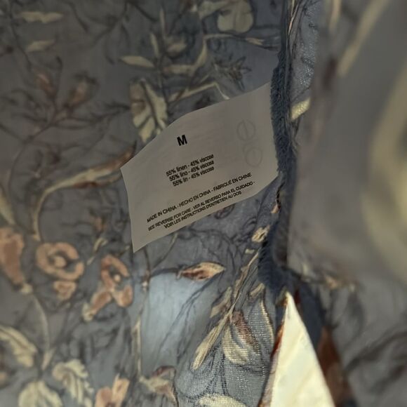 Nine West Linen Blend Floral Button Down M - Picture 4 of 5